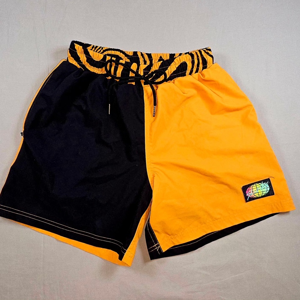 Black and Orange Men's Swim Trunks